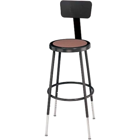 Interion By Global Industrial Interion Steel Shop Stool w/Backrest & Hardboard Seat, Adjustable Height 25in-33in -Black, 2PK B1574493